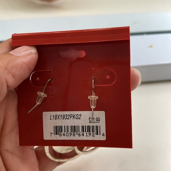 Christmas Santa Claus Silver Hoop Earrings - Picture 6 of 6